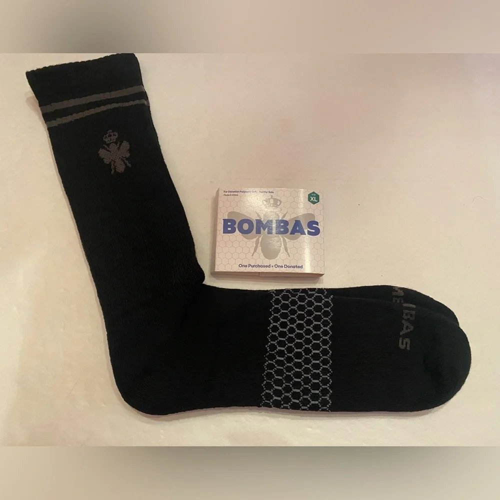 Bombas 2 Pairs Men’s‎ Black Socks Size XL 13.5-16